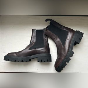 ZARA brown leather ankle boots